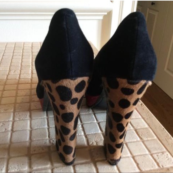 Nine West/Y2K Vintage Black Red Suede Platforms Sz 7.5 - Picture 3 of 4